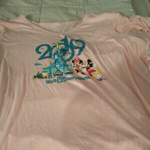 DISNEY 3'X WOMAN'S  PINK V-NECK TEE